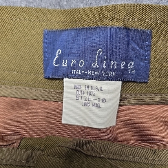 Vintage Euro Linea Italy New York Wool Long Skirt Green Size 10 - Picture 3 of 8